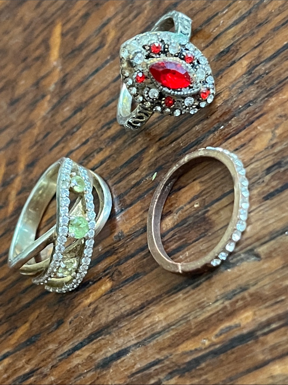 Vintage-Inspired Red Marquise Crystal Ring in Silver Tone